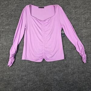 INC International Concepts Lavender Ruched Front Top Long Sleeve  NWT L